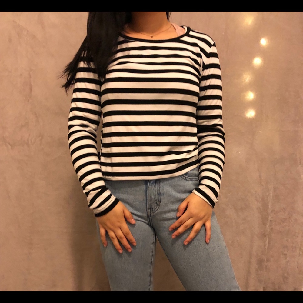 classic black and white striped long sleeve